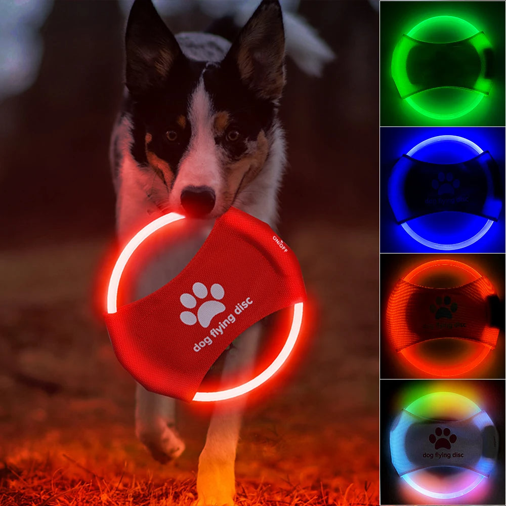 Dog Flying Discs Light Glowing LED Luminous Training Interactive Toys Game