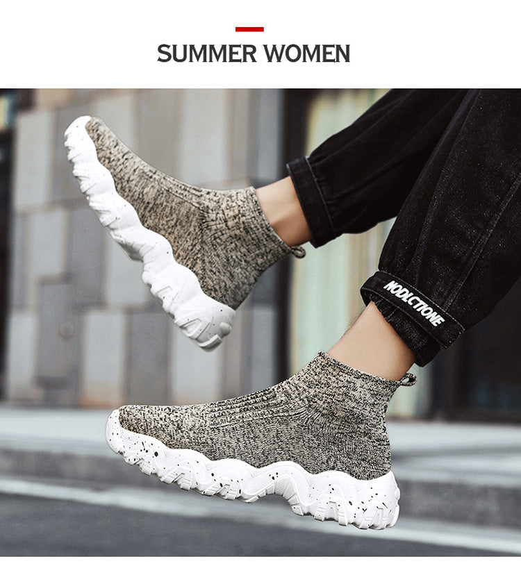 Solid Color High Tube Slip-on Shoes Platform Lazy Shoes