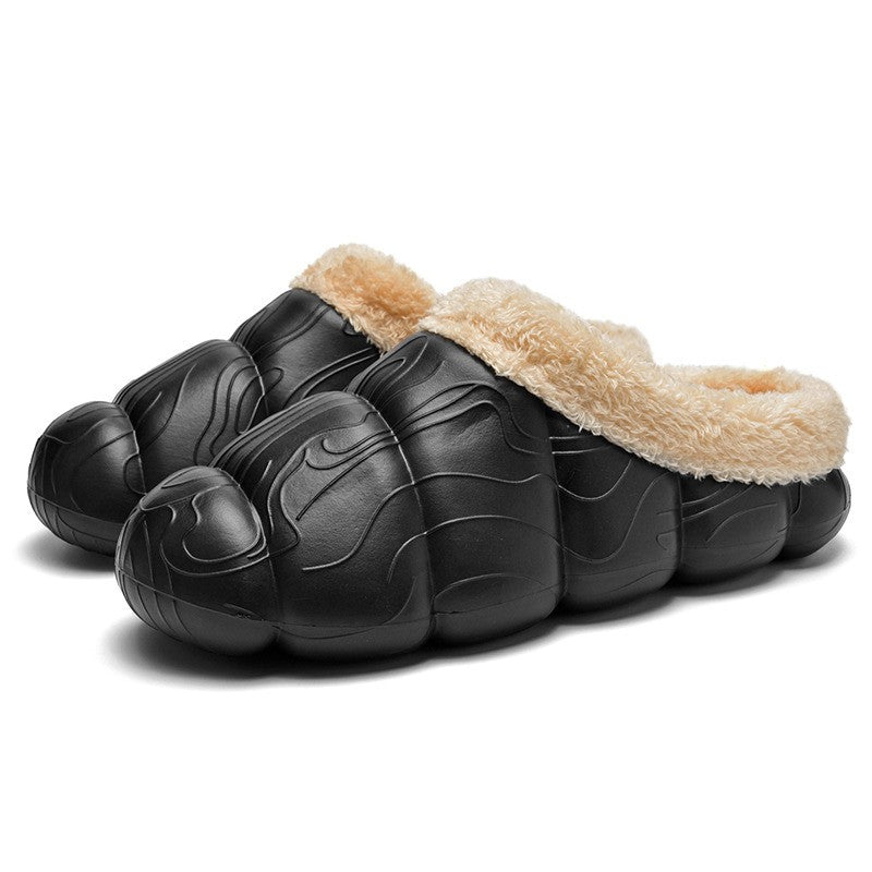 Home Indoor Platform Fleece-lined Contrast Color Cotton Slippers