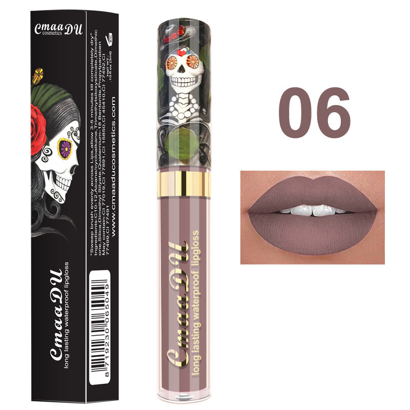 Light Metal Pearlescent Skull Single Lip Gloss Lipstick