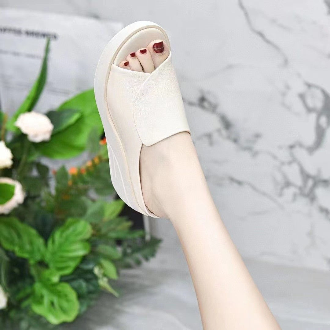 New Real Soft Leather Wedge Sandals Women's Summer