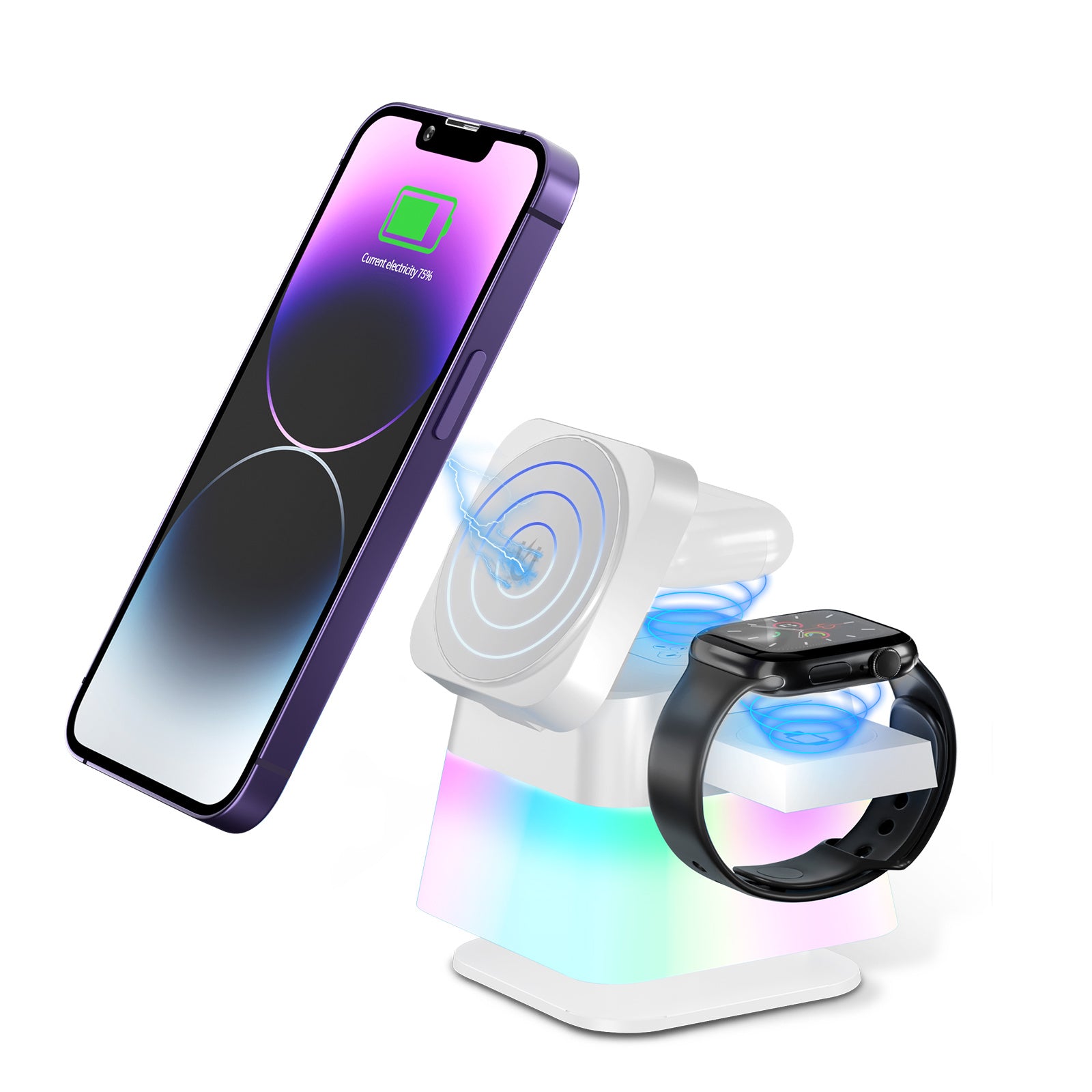 4 In 1 Rotatable Colorful Lighting Wireless Charger 