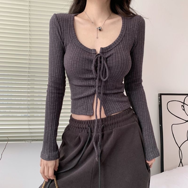 Fashion Ladies Bow Long Inner Bottoming Shirt