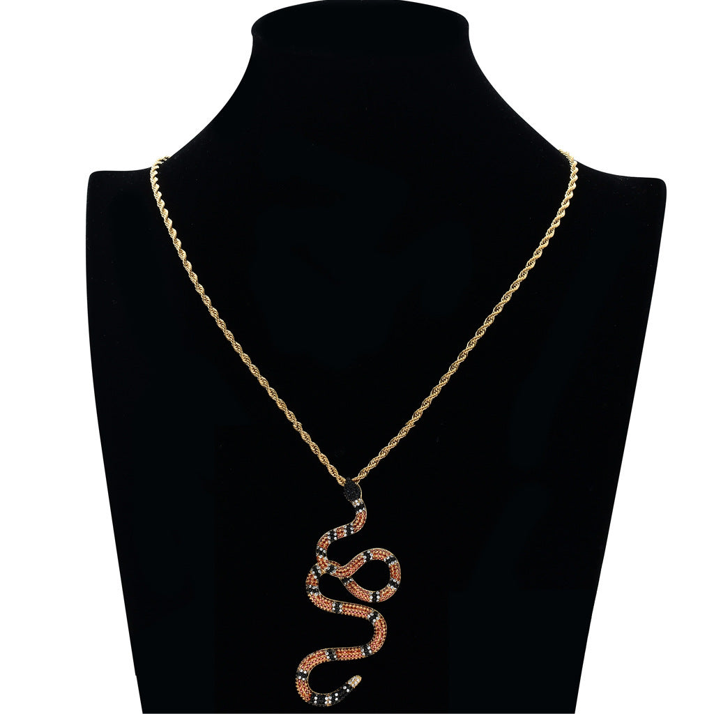 Micro-inlaid zircon color snake pendant