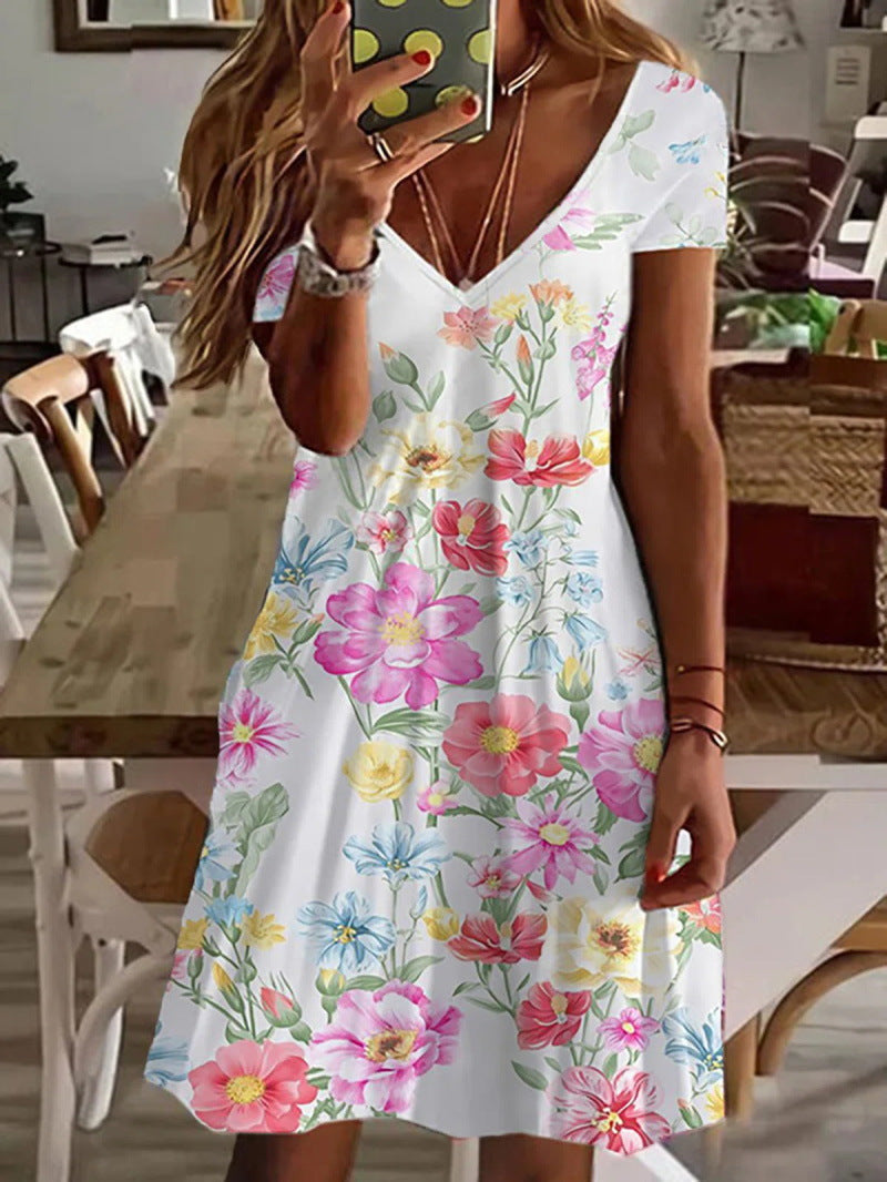 Collar Floral Print Female Dress