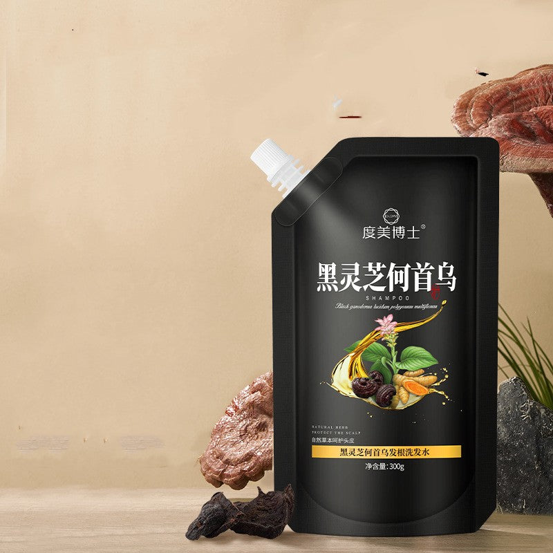 Black Ganoderma Polygonum Multifloruma Hair Root Cleaning Care Shampoo