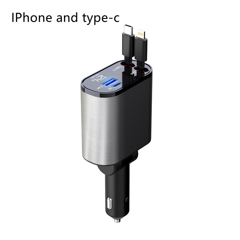 Metal Car Charger 100W Super Fast Charging Car Cigarette Lighter USB