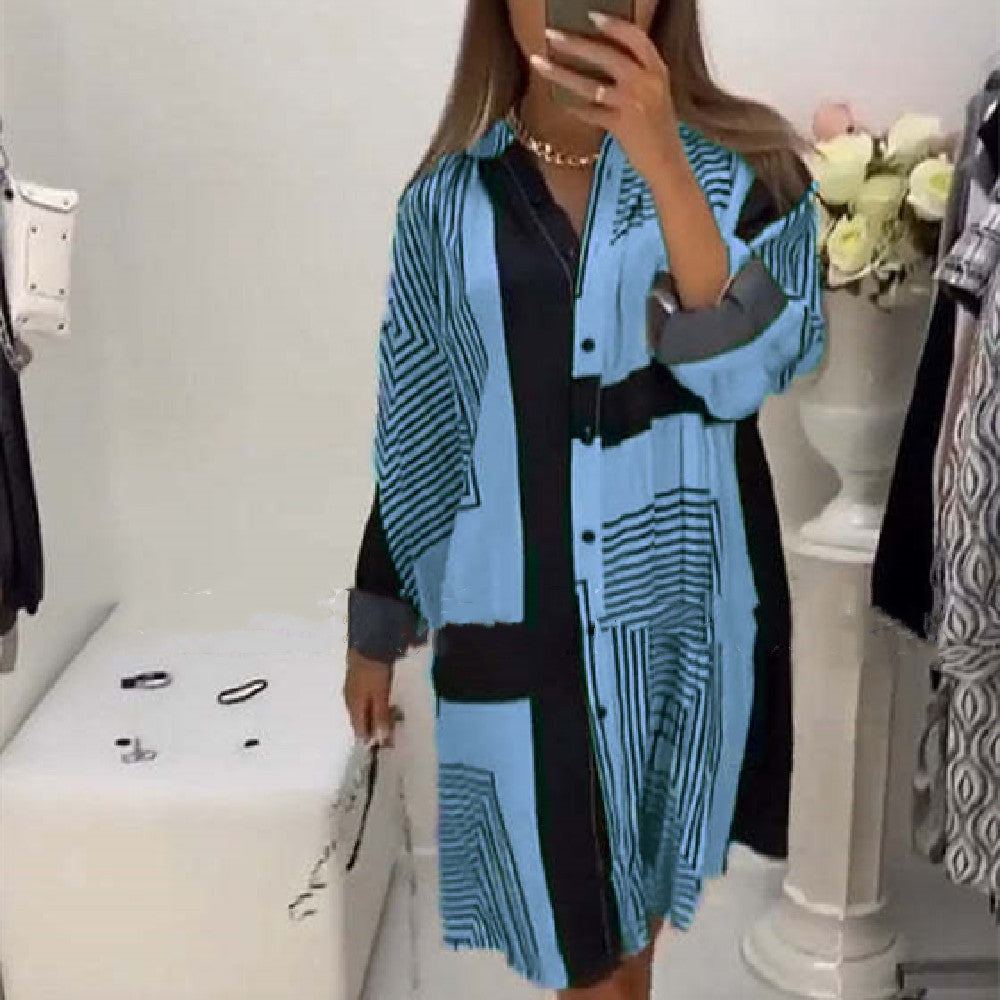 Fashion Printed Long Sleeve Loose Dress