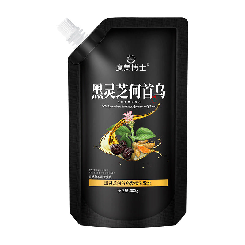 Black Ganoderma Polygonum Multifloruma Hair Root Cleaning Care Shampoo