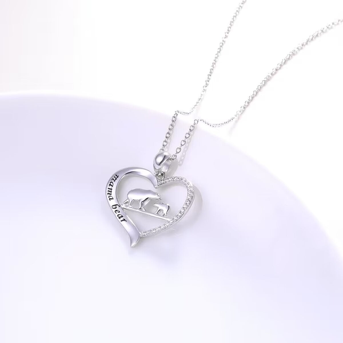 New Peach Heart Letter Mother Bear Necklace - Fashion Gift