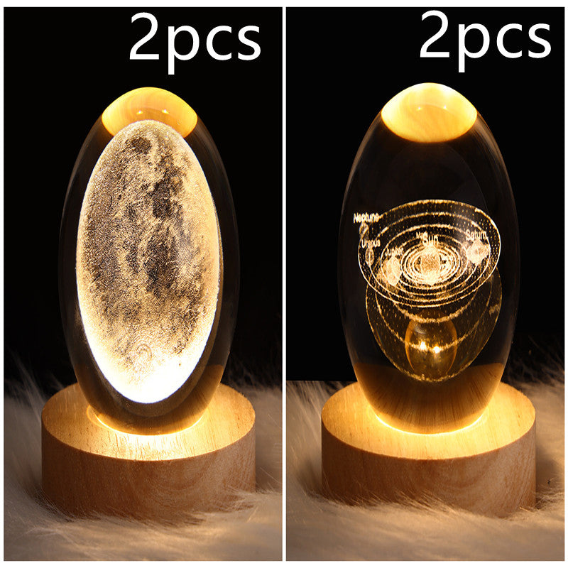 LED Night Light Galaxy Crystal Ball Table Lamp Bedroom Home Decor