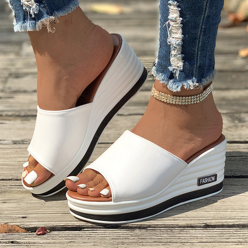 Stylish Fish Mouth Wedges with Hollow Design for Women Summer Wear