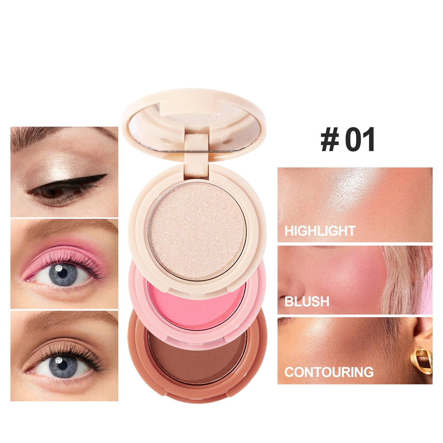 High Gloss Powder Blusher Facelift 3in1 All-in-one Disc