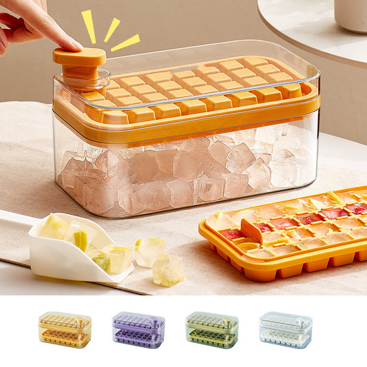 One-button Ice Mold Box with Storage Box and Lid Kitchen Accessories