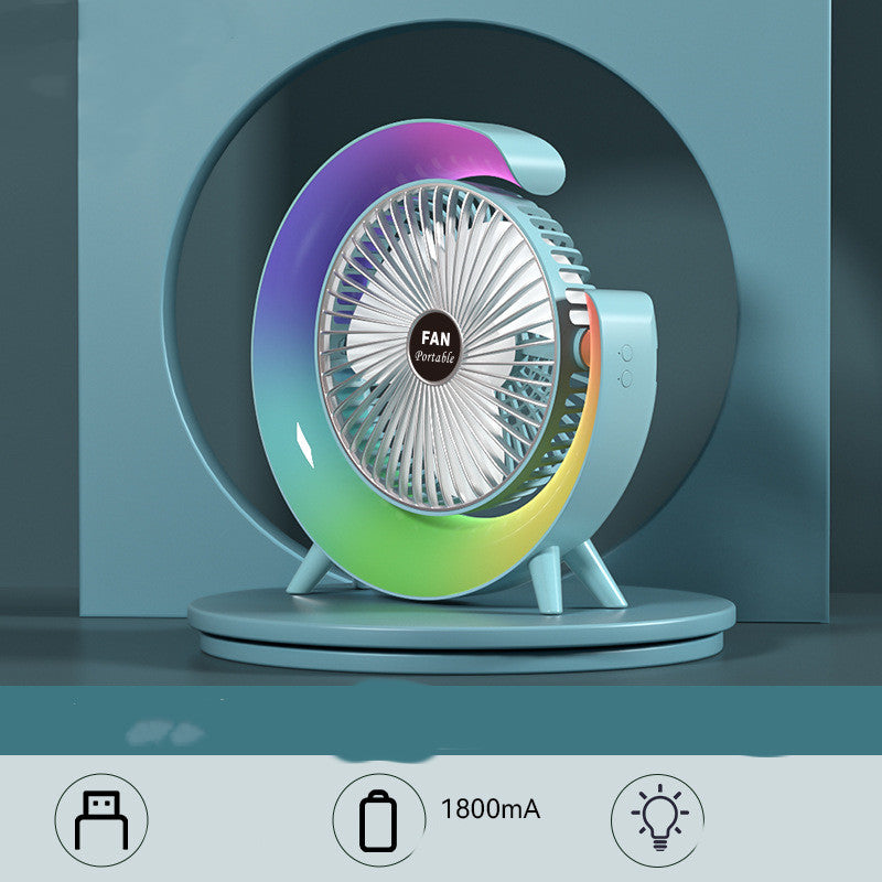 New Bright Night Light Charging Fan Silent and Portable Mini Fan USB