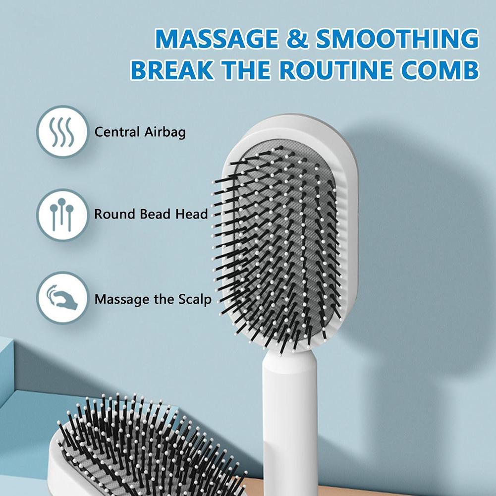 Womens Self-Cleaning Hair Brush with 3D Air Cushion and Scalp Massager