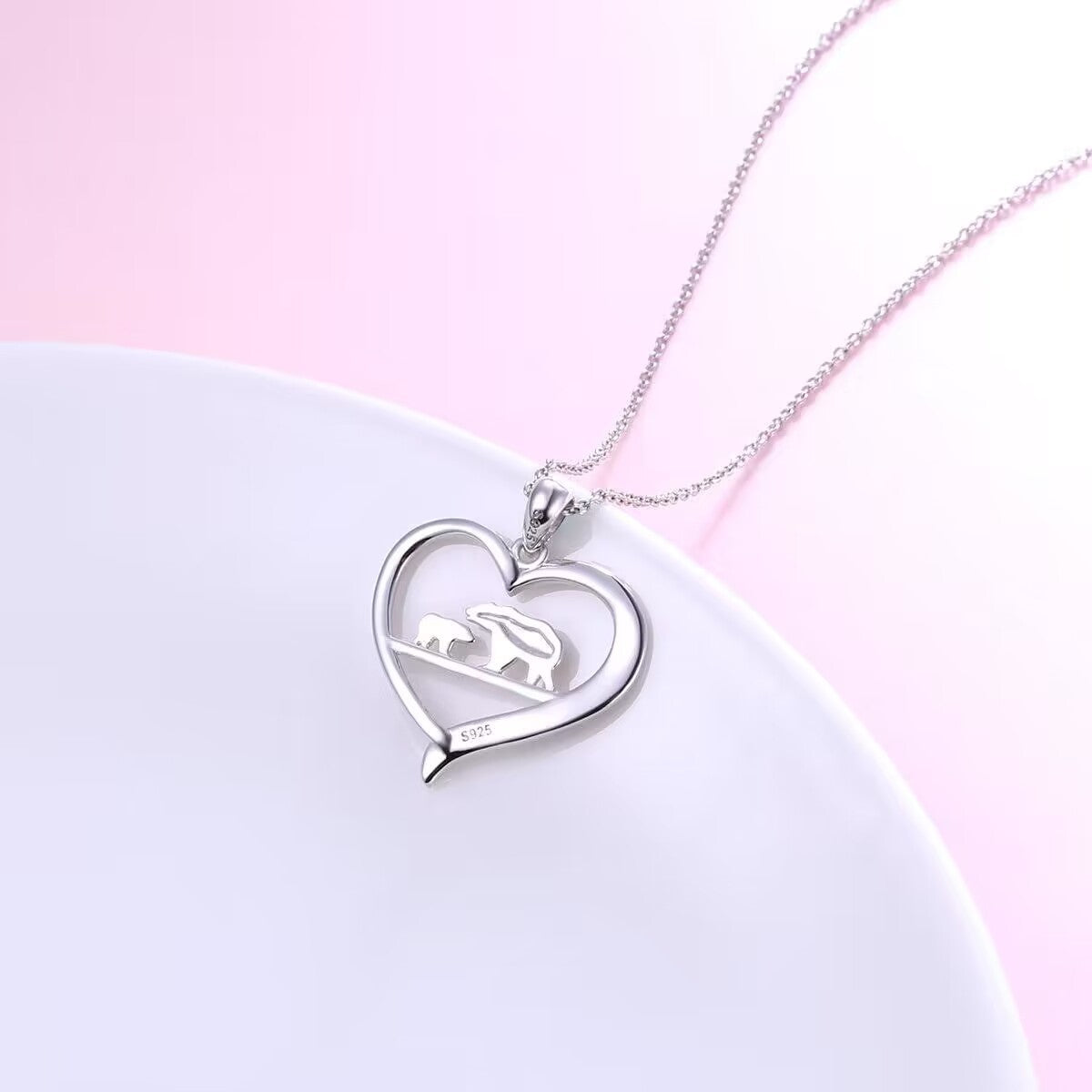 New Peach Heart Letter Mother Bear Necklace Cross Chain Women's Minority Fashion Gift