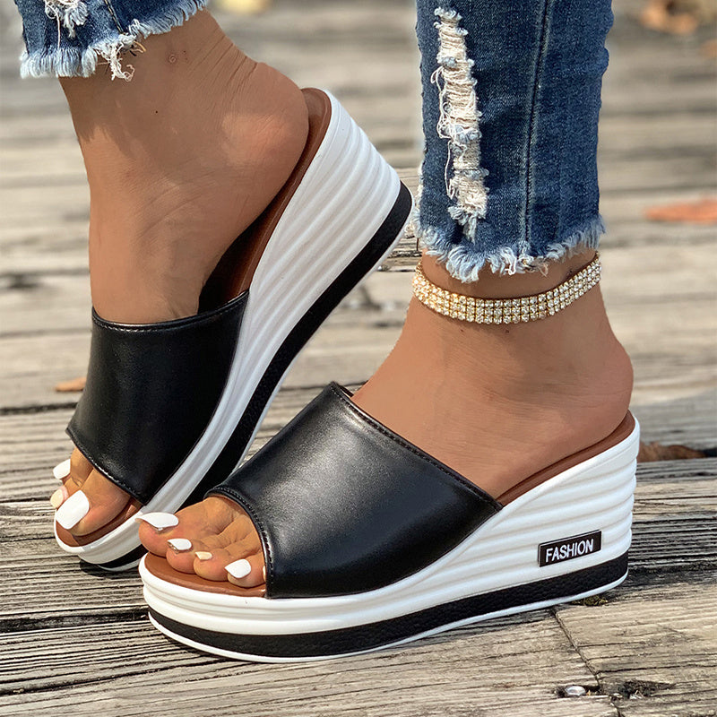 Stylish Fish Mouth Wedges with Hollow Design for Women Summer Wear