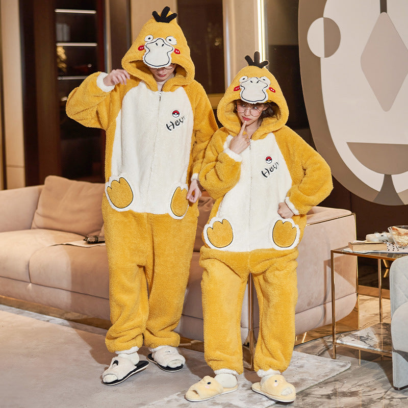 Couple Pajamas Female Coral Animal Pajamas Men Dinosaur One-piece sets