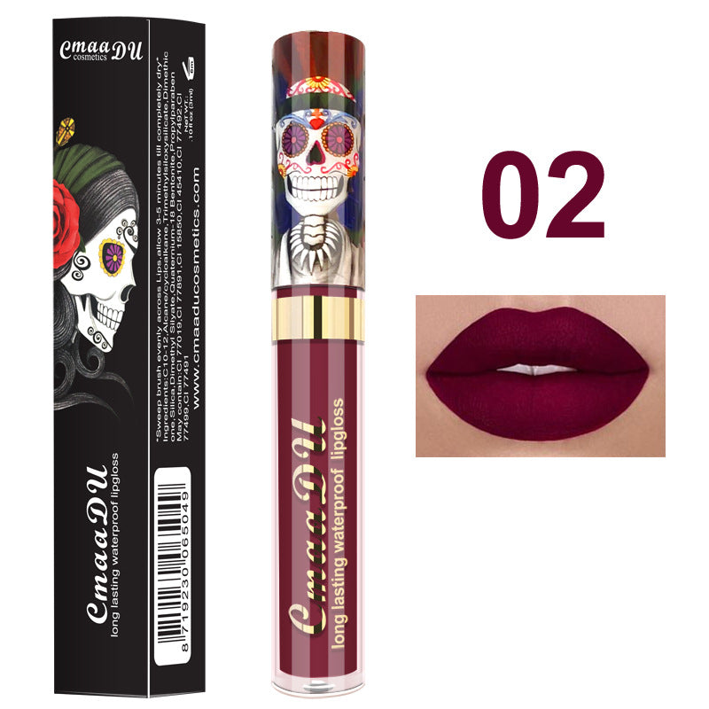 Light Metal Pearlescent Skull Single Lip Gloss Lipstick