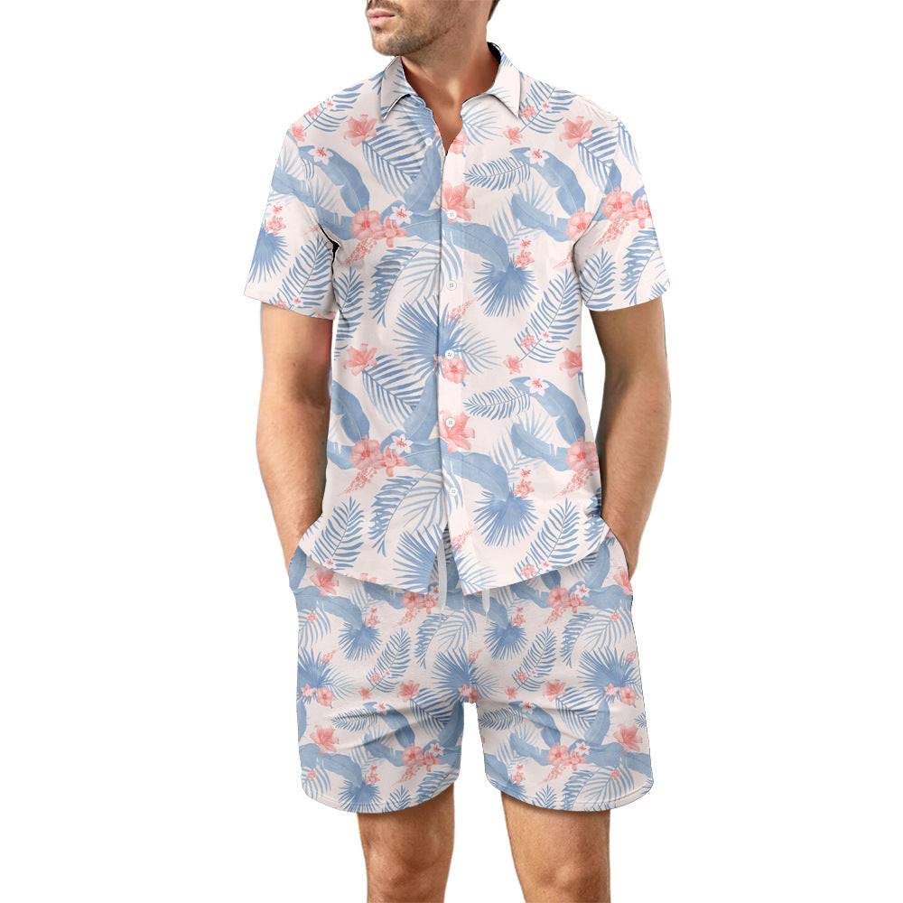 Printed Beach Shirt Suit with Top and Shorts 2Pcs Perfect for Summer