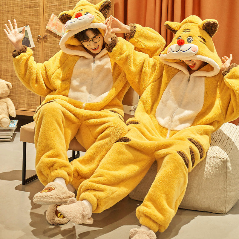 Couple Pajamas Female Coral Animal Pajamas Men Dinosaur One-piece sets