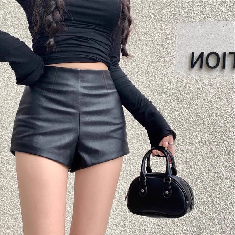 Sheath Leather Pants Wear New High Waist Shorts For Women