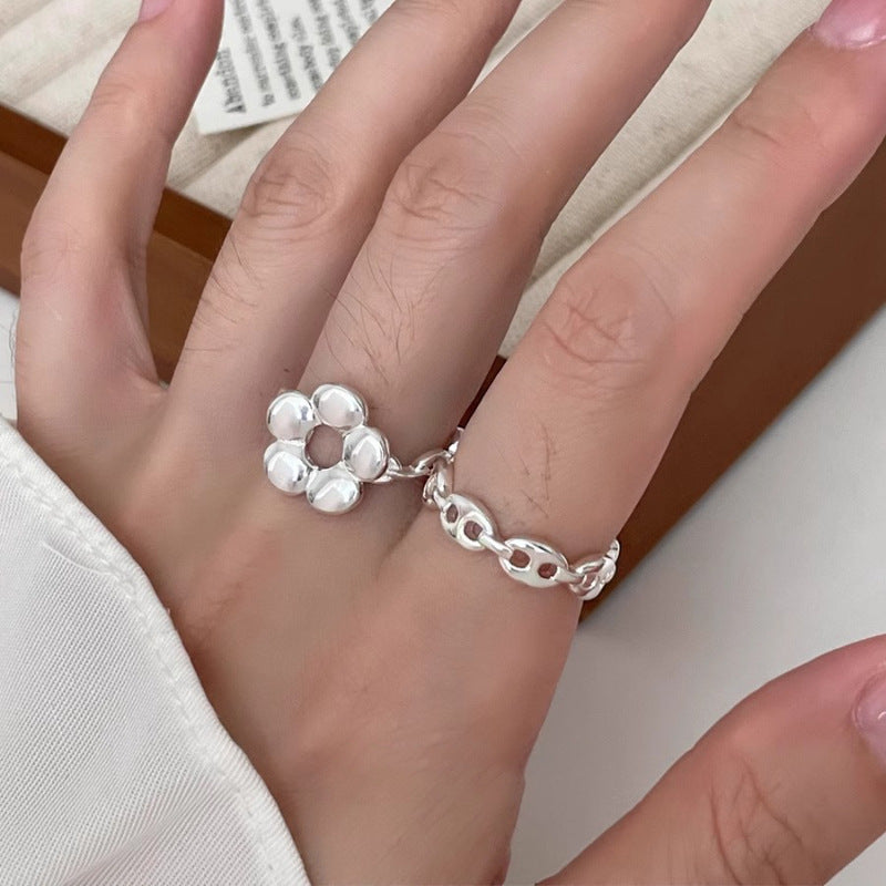 Simple Hollow Five Petal Flower Ring