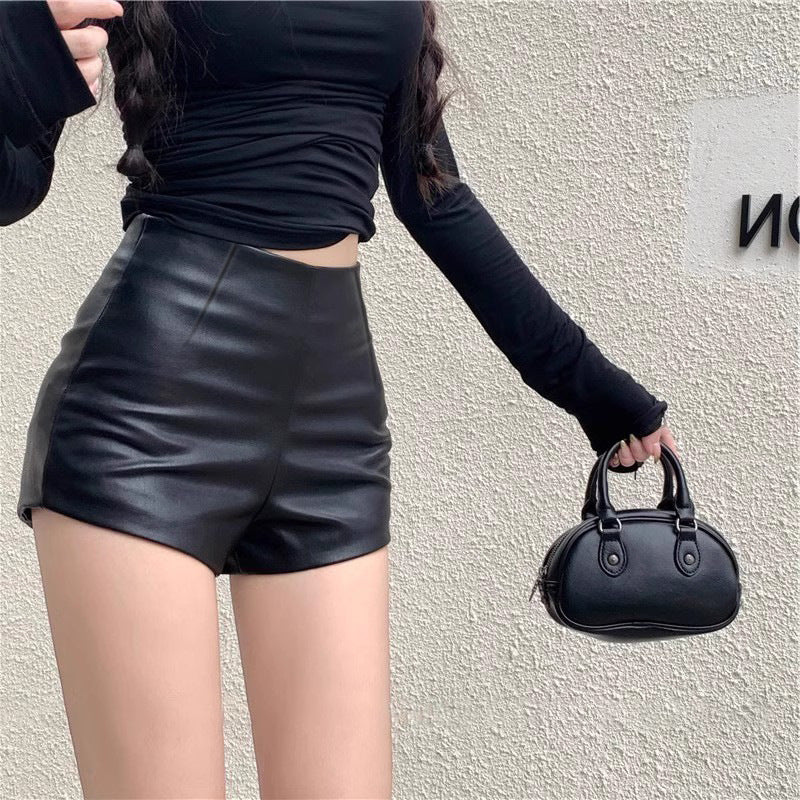 Sheath Leather Pants Wear New High Waist Shorts For Women