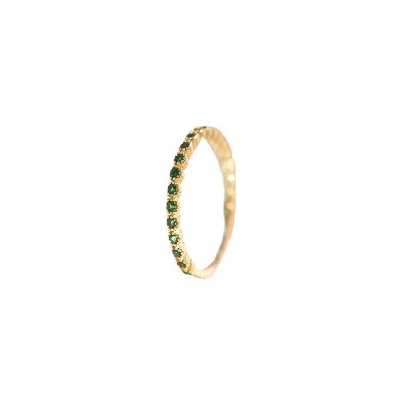 Single Row Diamond Plated 14K Gold Ring