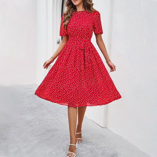 Women's Elegant Polka Dot Print Dress