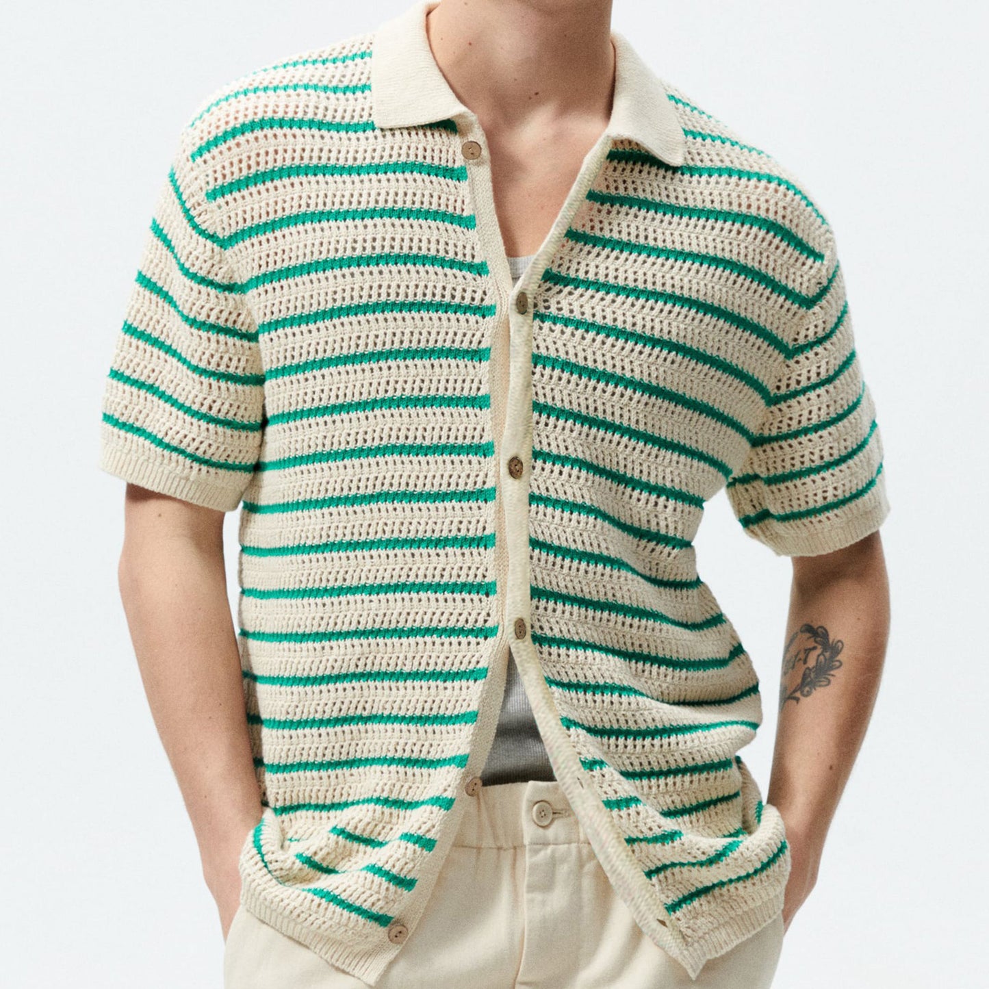 Men's Striped Wool Casual Sweater