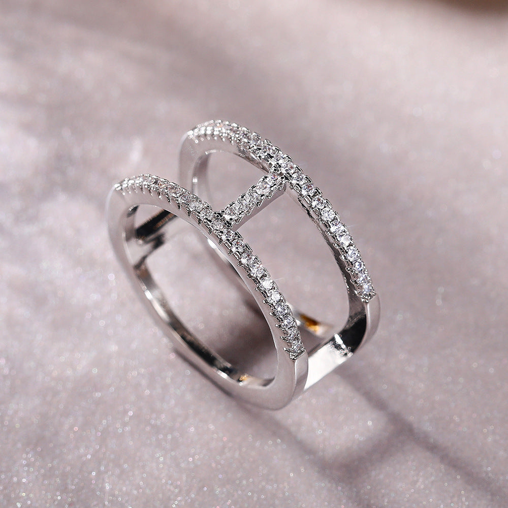 Geometric Simple Fashion Creative Double-layer Ring