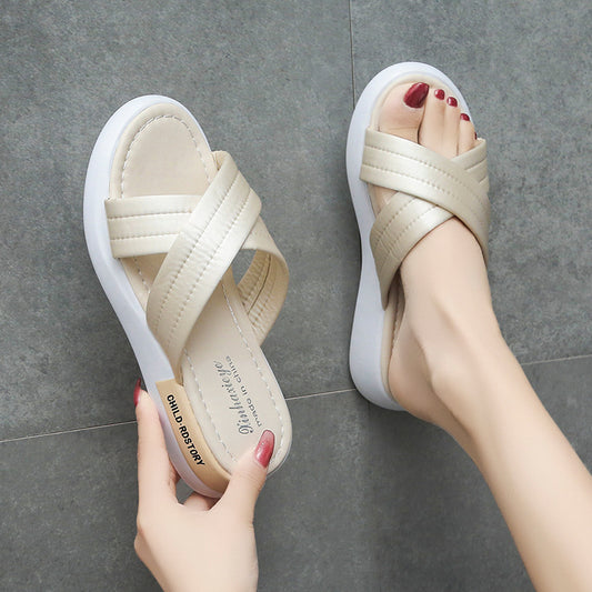 Women's Fashion Casual Platform Heel Slippers