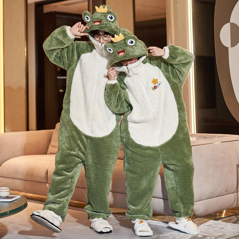 Couple Pajamas Female Coral Animal Pajamas Men Dinosaur One-piece sets