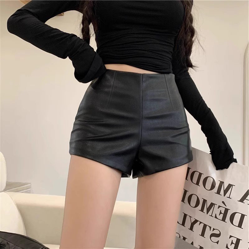 Sheath Leather Pants Wear New High Waist Shorts For Women