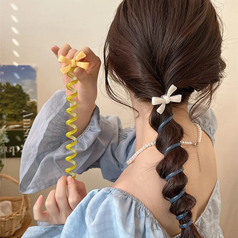 I-Spring and Summer Cute Bow Bubble Braid Hair Braiding Artifact Headband