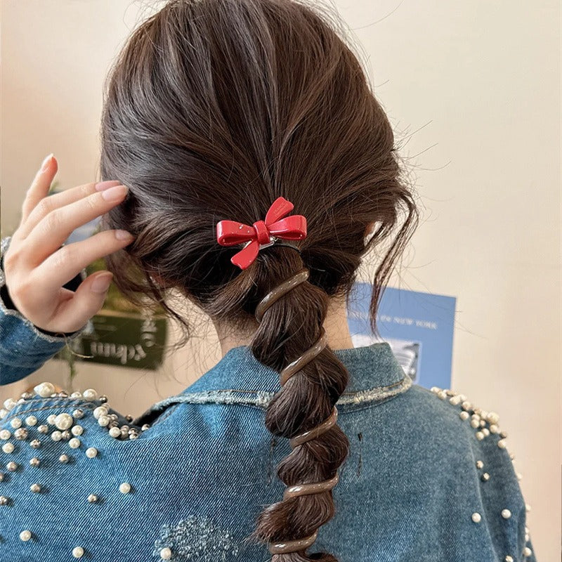 I-Spring and Summer Cute Bow Bubble Braid Hair Braiding Artifact Headband