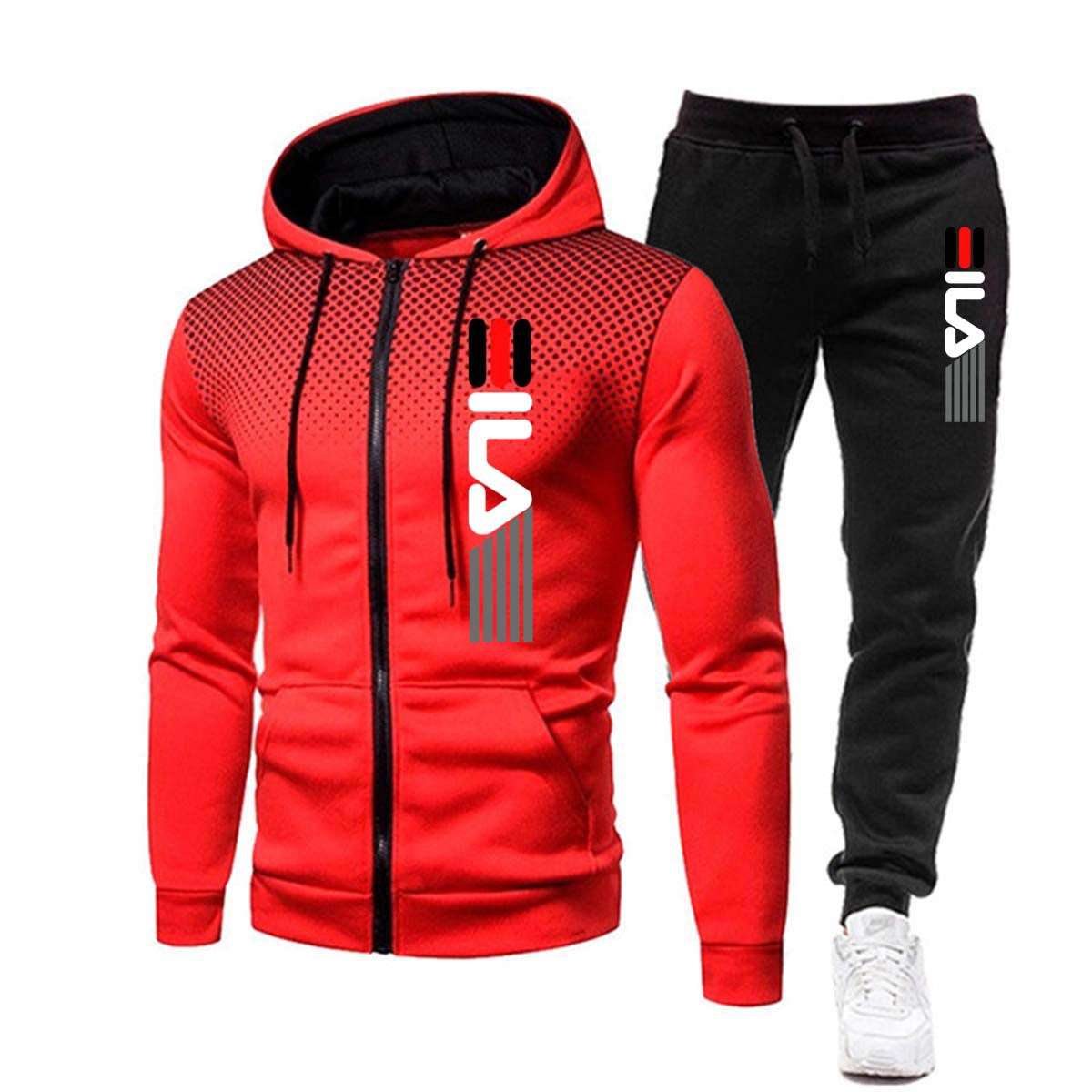 Autumn And Winter New European And American Fleece Sweater Sweatpants Men's Casual Sports Hooded Suit