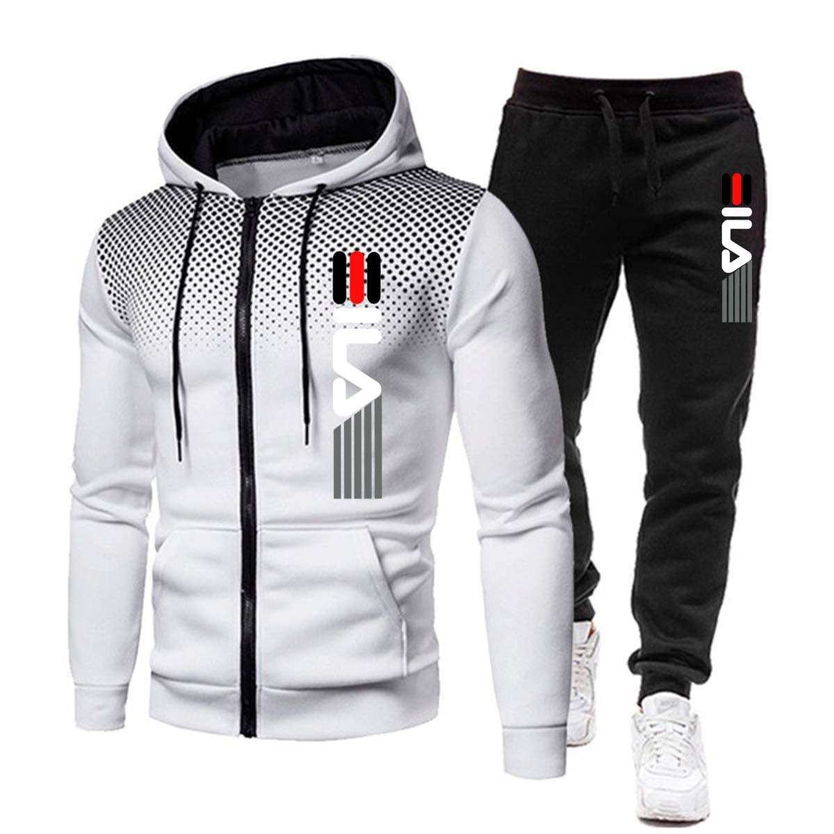 Autumn And Winter New European And American Fleece Sweater Sweatpants Men's Casual Sports Hooded Suit