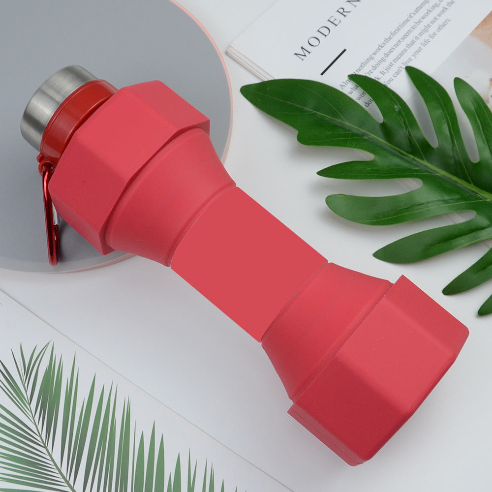 Large Capacity Sports Silicone Water Bottle Creative Foldable Fitness Dumbbell Shape