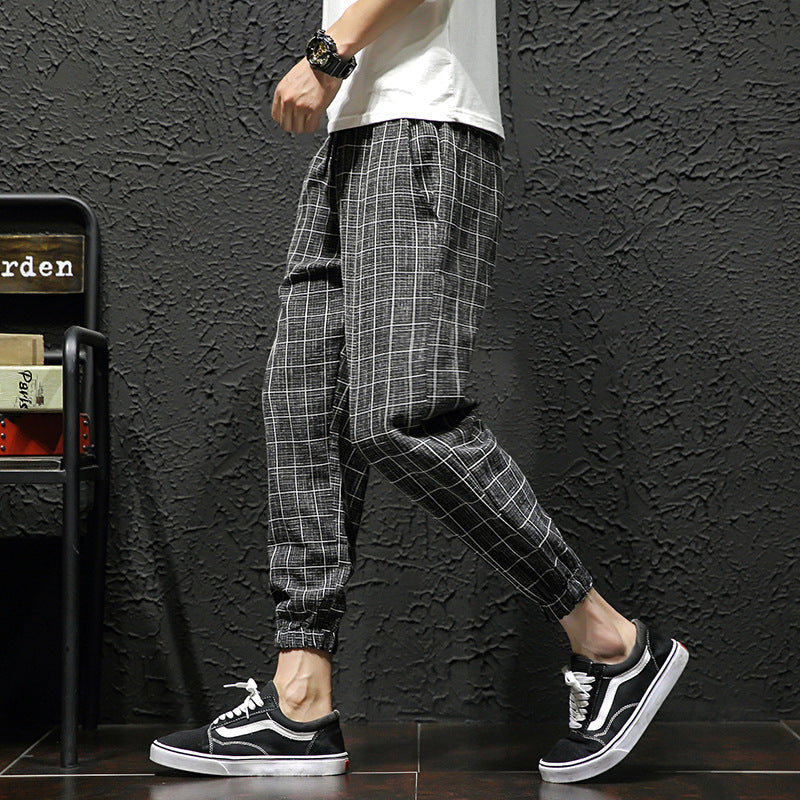 Men's Fashion Casual Loose Checked Harem Pants