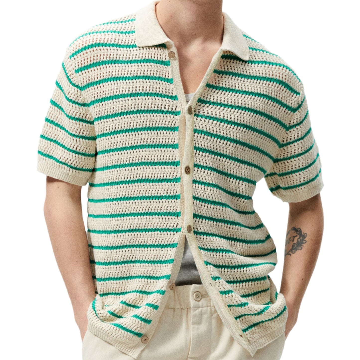 Men's Striped Wool Casual Sweater