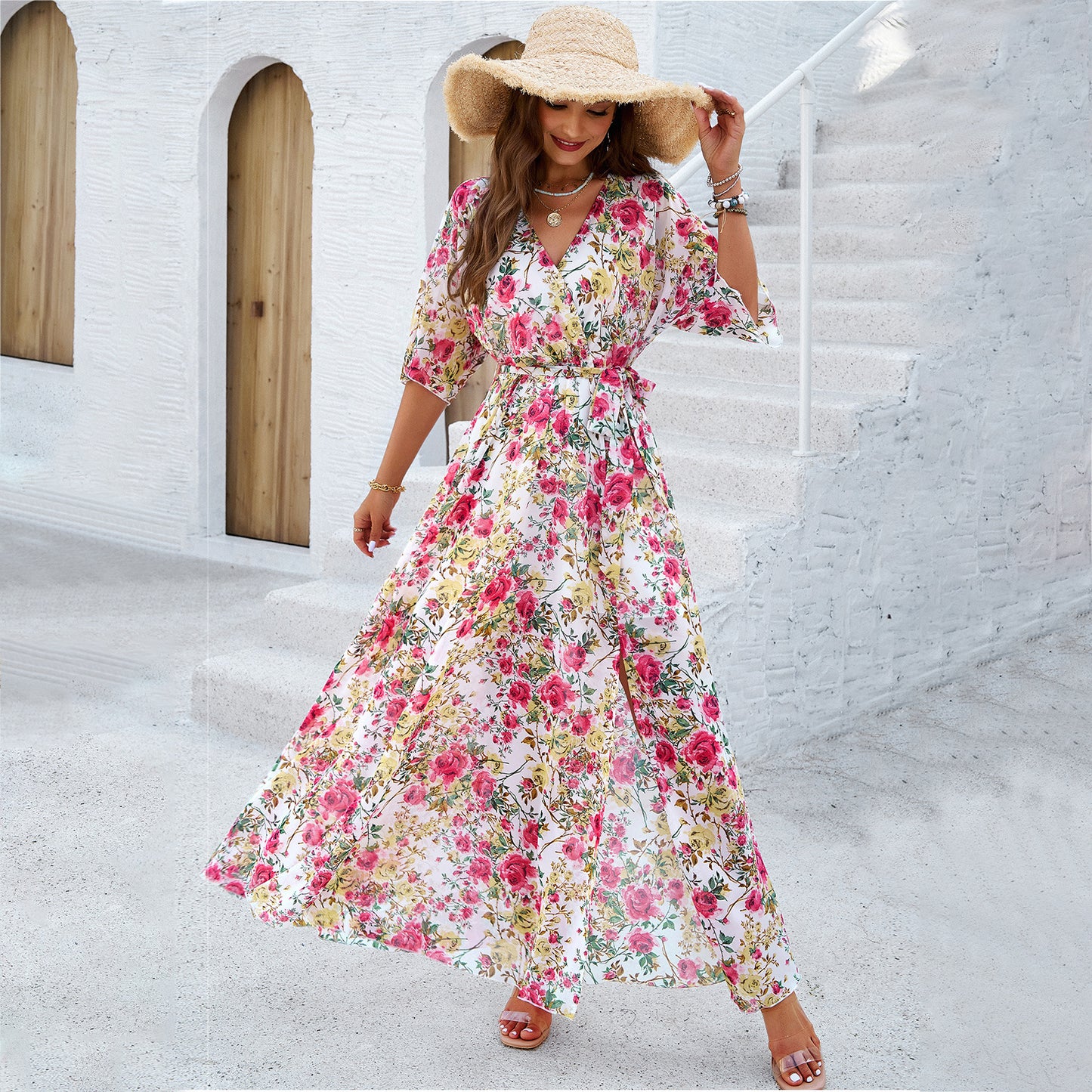 Women's Elegant Printed Waist-controlled Dress