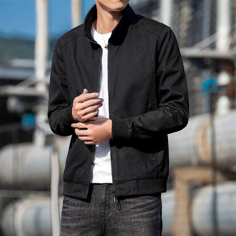 Korean Autumn Jacket for Men - Black Durable Workwear