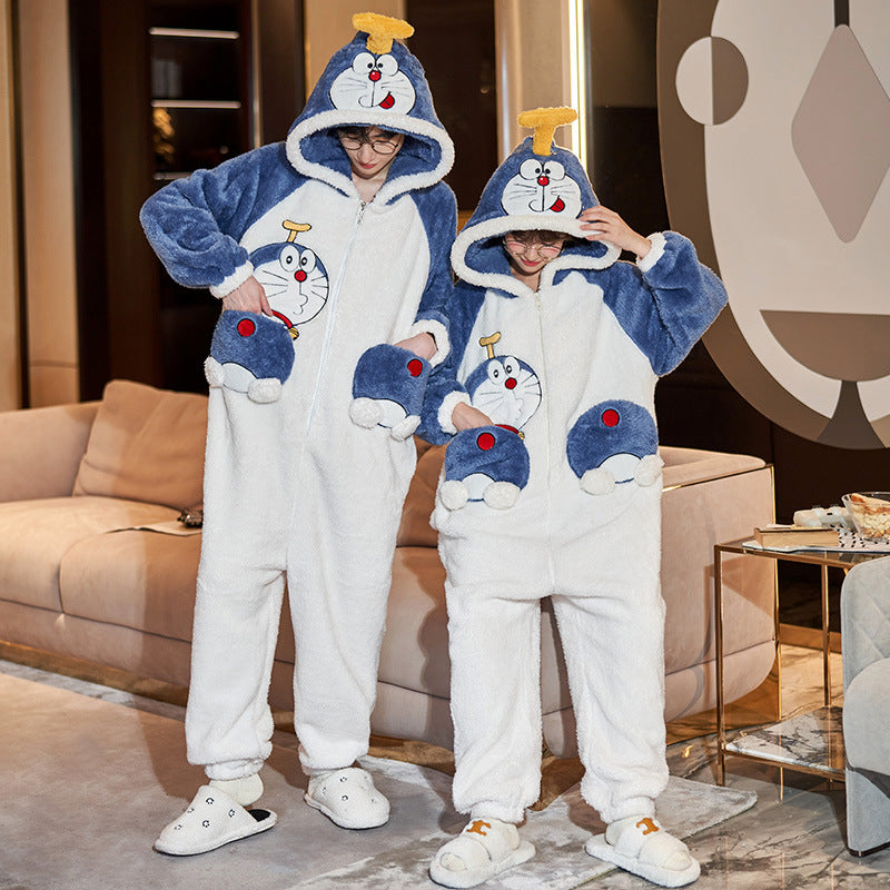 Couple Pajamas Female Coral Animal Pajamas Men Dinosaur One-piece sets