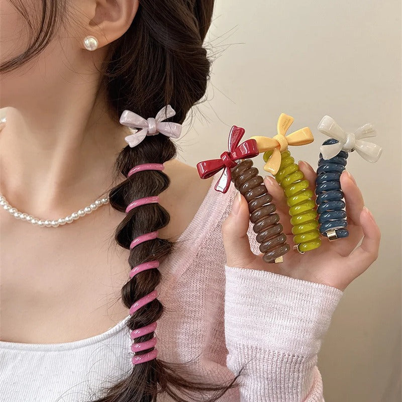 I-Spring and Summer Cute Bow Bubble Braid Hair Braiding Artifact Headband