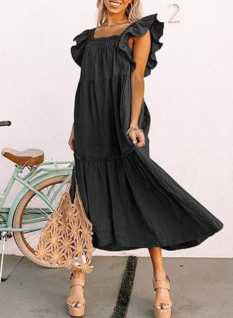 Women's Square Collar Off-the-shoulder Pleated Dress