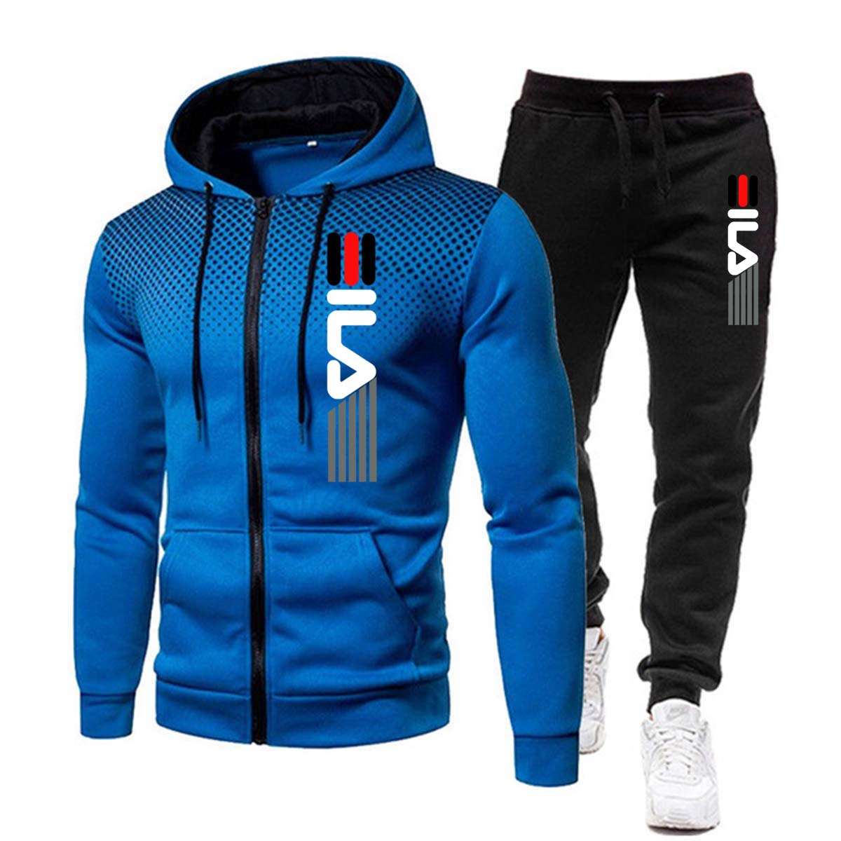 Autumn And Winter New European And American Fleece Sweater Sweatpants Men's Casual Sports Hooded Suit