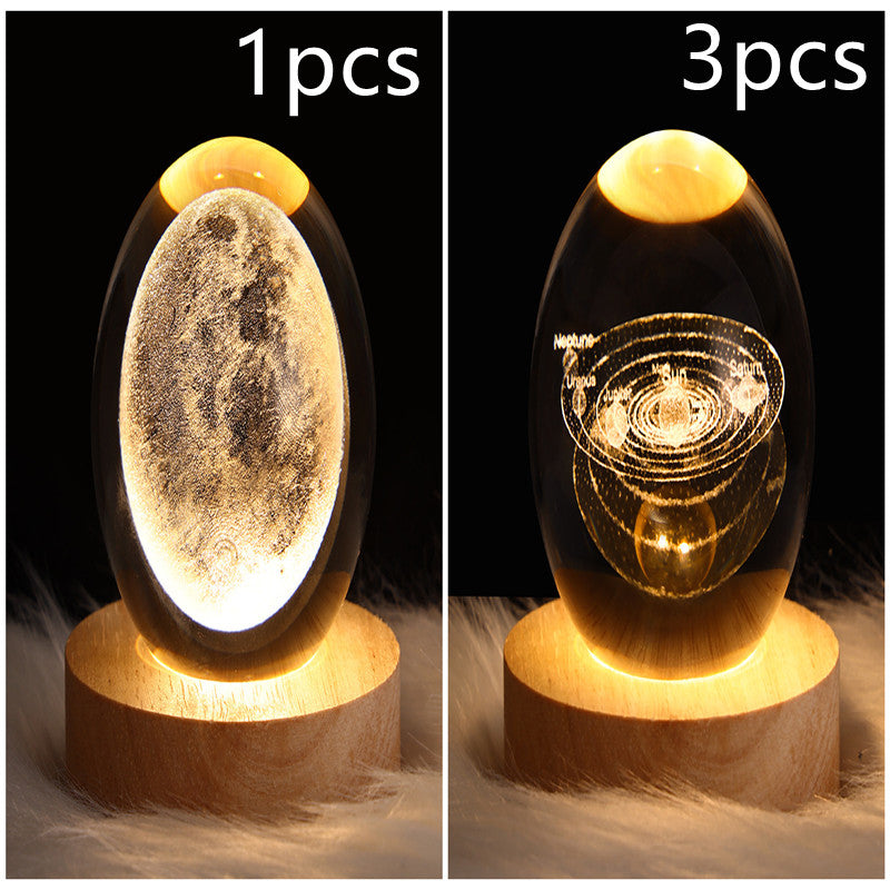 LED Night Light Galaxy Crystal Ball Table Lamp Bedroom Home Decor